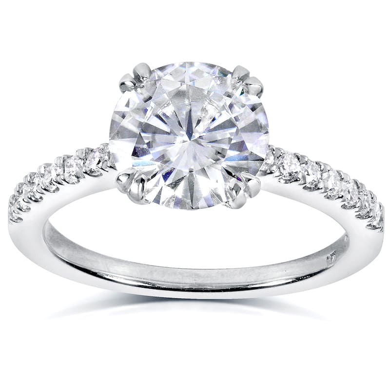 Annello by Kobelli 14k White Gold 2 1/10ct TGW Round Moissanite and Diamond Traditional Engagement Ring (GH/VS, GH/I)