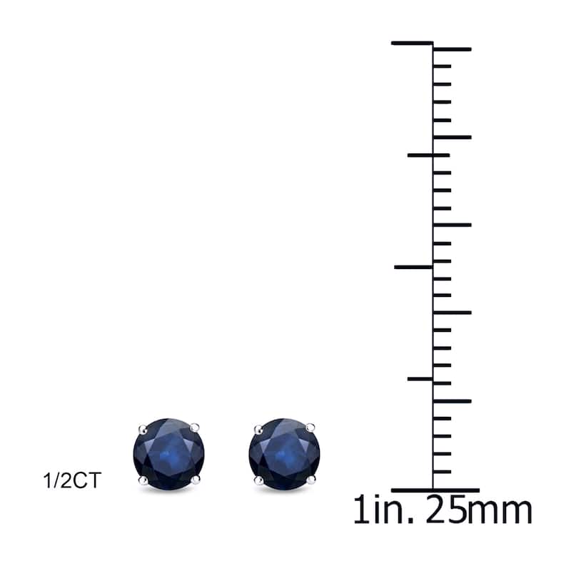 Auriya 14k Gold 1/2CTW Round Sapphire Stud Earrings