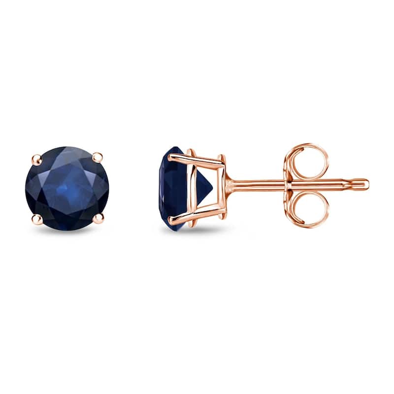 Auriya 14k Gold 1/2CTW Round Sapphire Stud Earrings - Rose