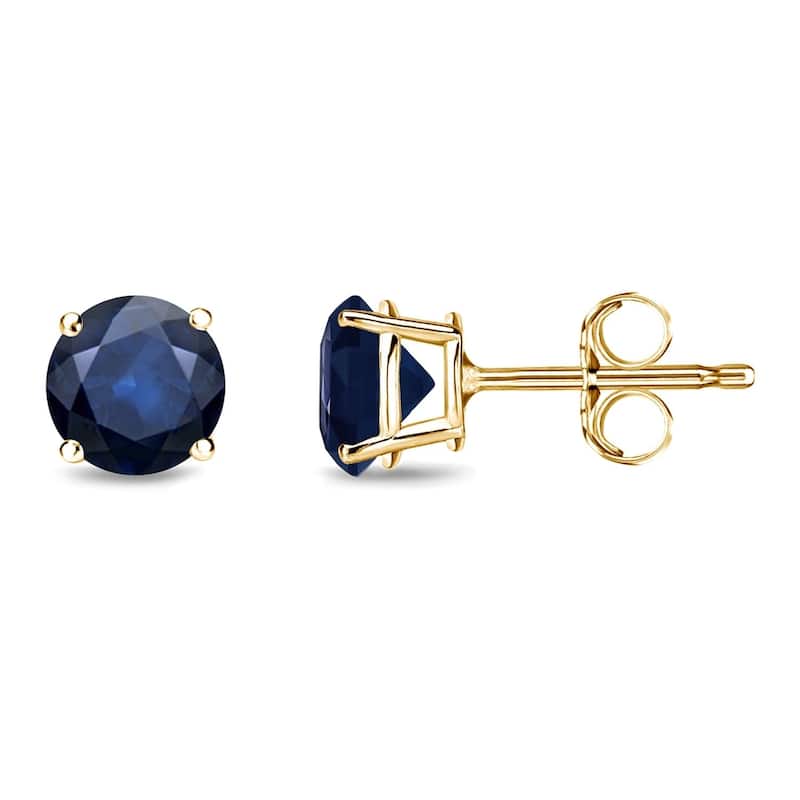 Auriya 14k Gold Round Sapphire Stud Earrings 3/4ctw - Yellow