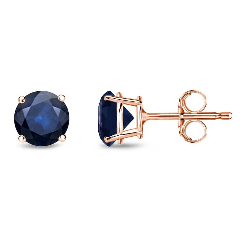 Auriya 14k Gold Round Sapphire Stud Earrings 3/4ctw - Rose