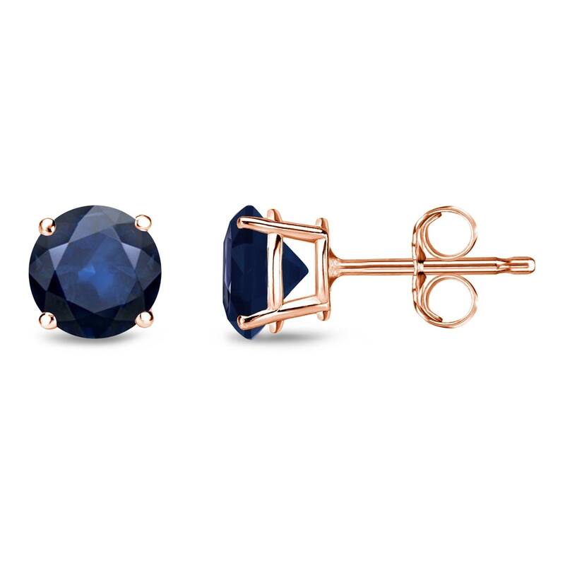Auriya 14k Gold Round Sapphire Stud Earrings 1ctw - Rose