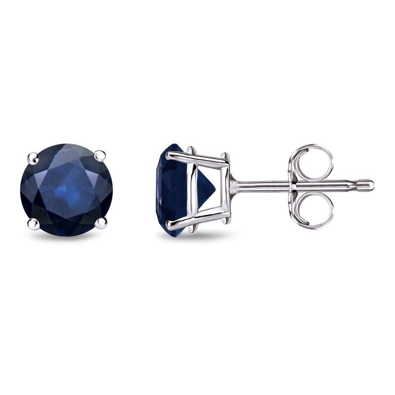 Auriya 14k Gold Round Sapphire Stud Earrings 1ctw - White