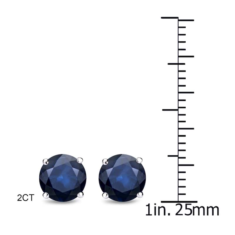 Auriya 14k Gold Round Sapphire Stud Earrings 2ctw
