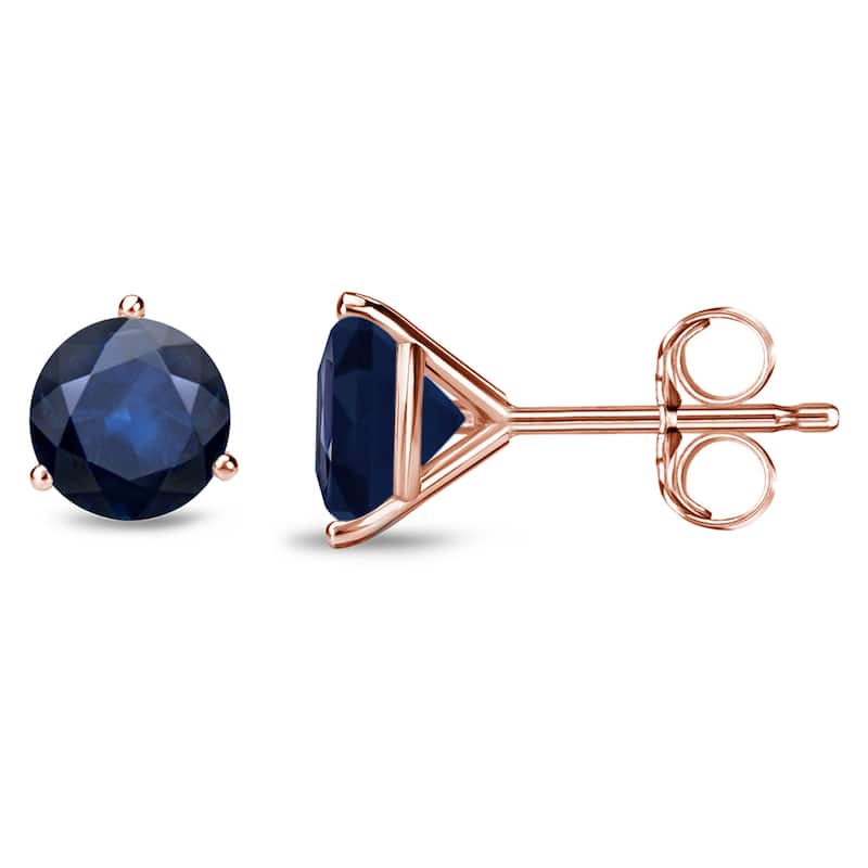 Auriya 14k Gold Round Sapphire Stud Earrings 1ctw Martini-set