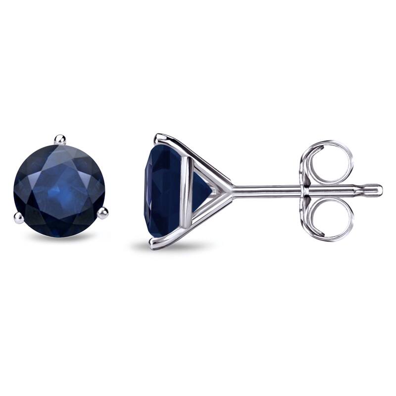 Auriya 14k Gold Round Sapphire Stud Earrings 1ctw Martini-set
