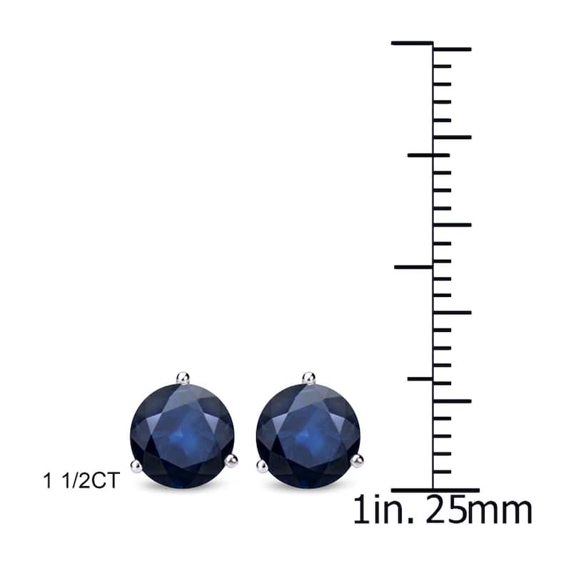 Auriya 14k Gold Round Sapphire Stud Earrings 1 1/2ctw Martini-set