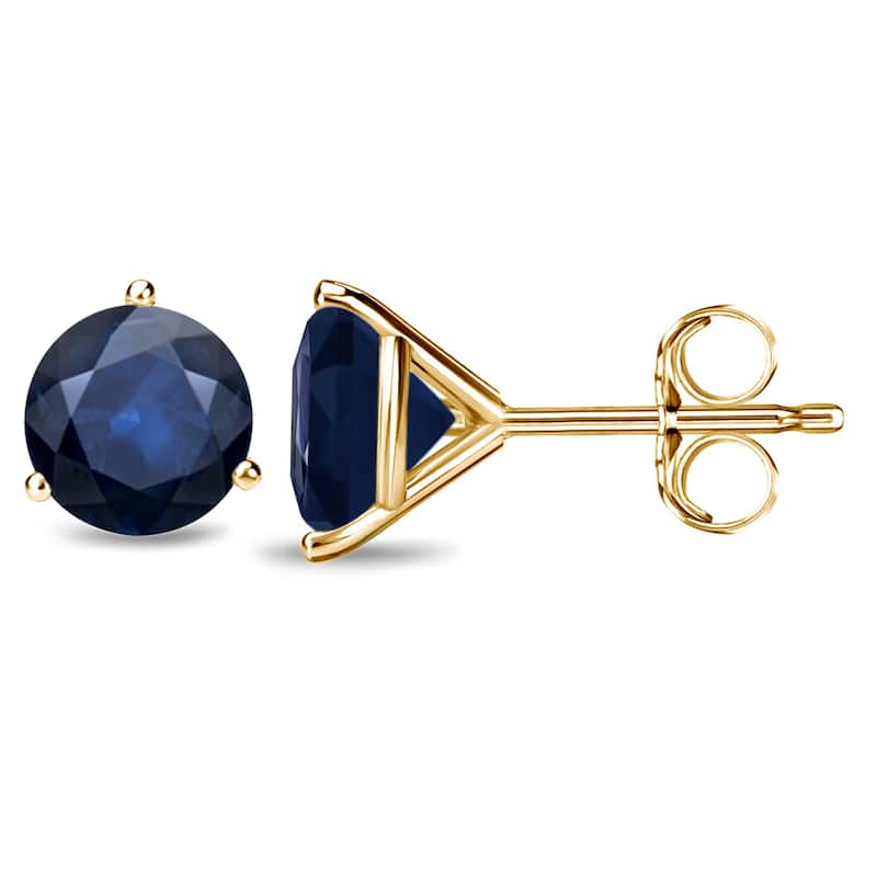Auriya 14k Gold Round Sapphire Stud Earrings 2ctw Martini-set