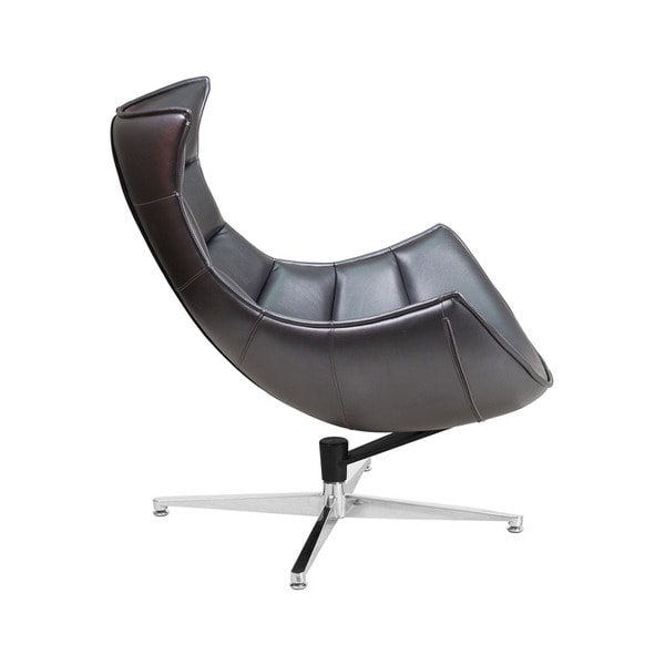 Offex Retro Style Leather Upholstery Swivel Cocoon Chair With