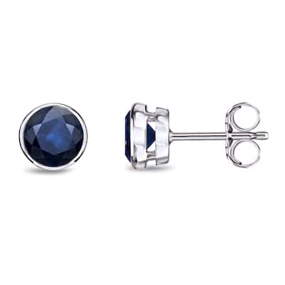 Auriya 14k Gold Bezel-set Sapphire Stud Earrings 1/2ctw