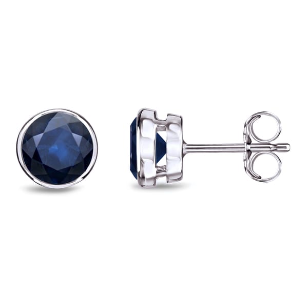 Auriya 14k Gold Bezel-set Sapphire Stud Earrings 1ctw. Opens flyout.