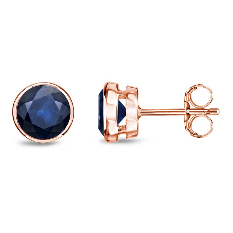 Auriya 14k Gold Bezel-set Sapphire Stud Earrings 1CTW
