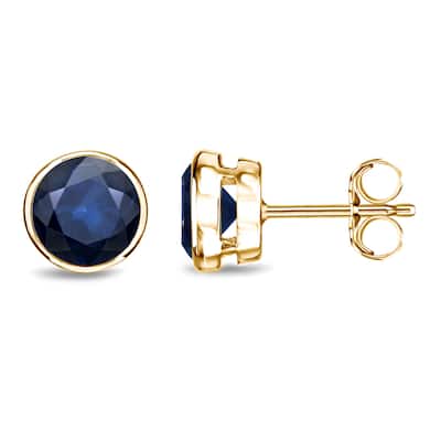 Auriya 14k Gold Bezel-set Sapphire Stud Earrings 1 1/2ctw