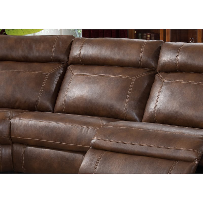 AC Pacific Clark Brown Polyester/Wood/Steel/Foam 6-piece Reclining Living Room Sectional Sofa Set