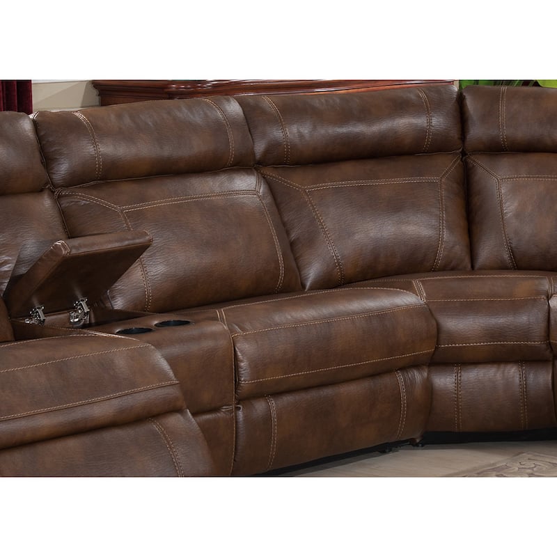 AC Pacific Clark Brown Polyester/Wood/Steel/Foam 6-piece Reclining Living Room Sectional Sofa Set