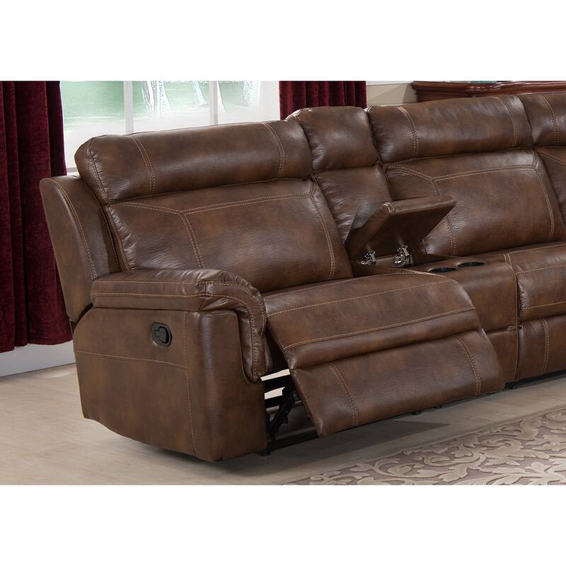AC Pacific Clark Brown Polyester/Wood/Steel/Foam 6-piece Reclining Living Room Sectional Sofa Set