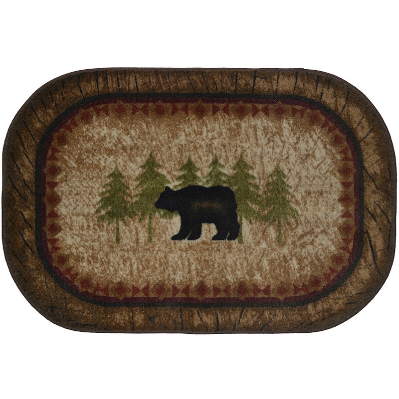 Cozy Cabin Birch Bear Washable Accent Rug