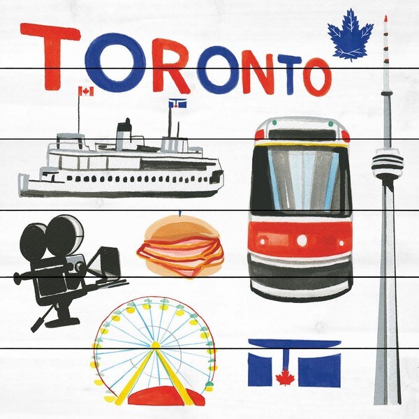 Marmont Hill - Handmade Toronto Motif Painting Print on White Wood