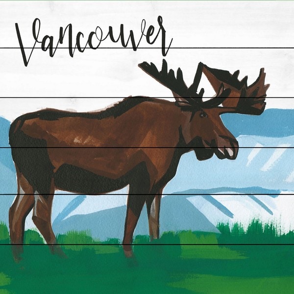 Marmont Hill - Handmade Vancouver Moose Painting Print on White Wood