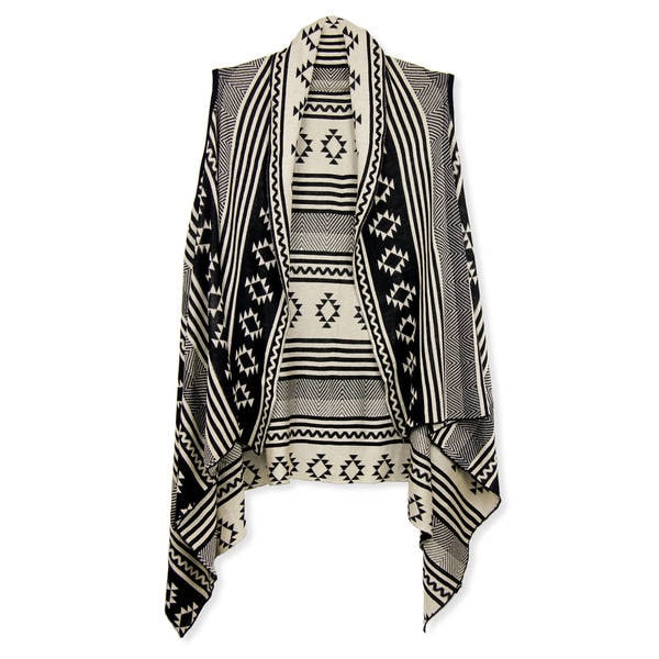 Handmade Saachi Women's Reversible Multi Geometric Open Front Vest (China)