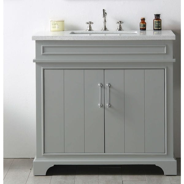 Shop Legion Furniture Grey 36inch Sink Vanity with Quartz Top Free