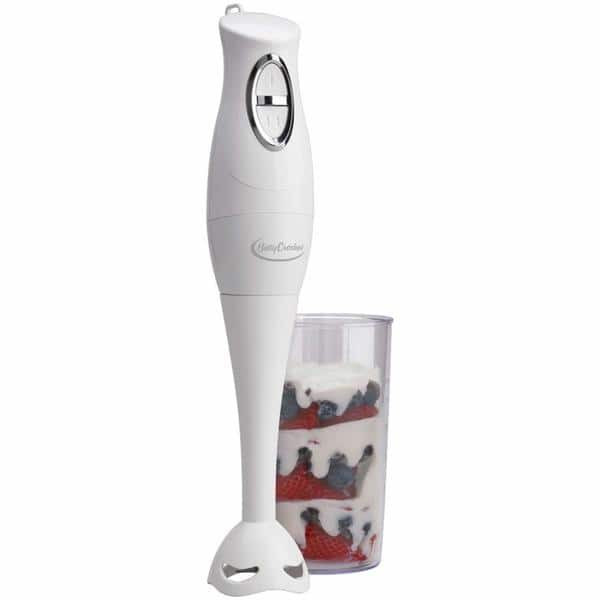Betty Crocker Hand Held Immersion Blender Stick with Beaker, One Hand Mixer, Chopper and Dicer