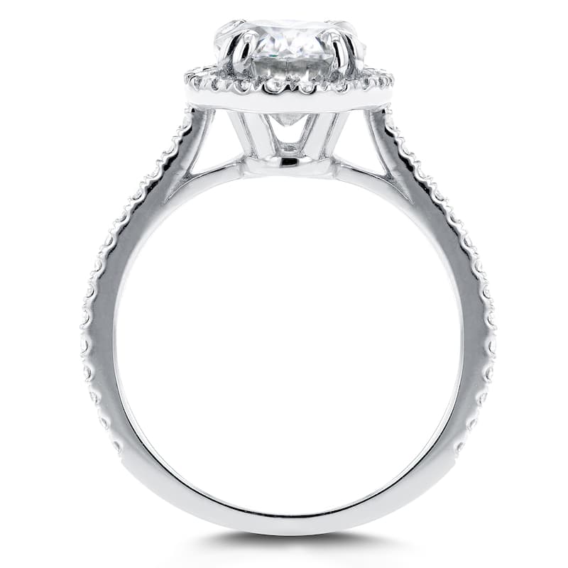 Annello by Kobelli 14k White Gold 1 4/5ct TGW Oval Moissanite and Diamond Halo Ring