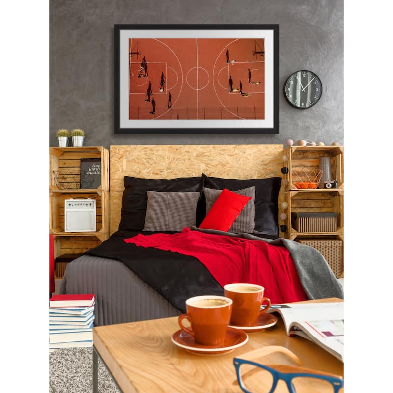 Marmont Hill - 'Basketball Court' by Karolis Janulis Framed Painting Print - Multi-Color