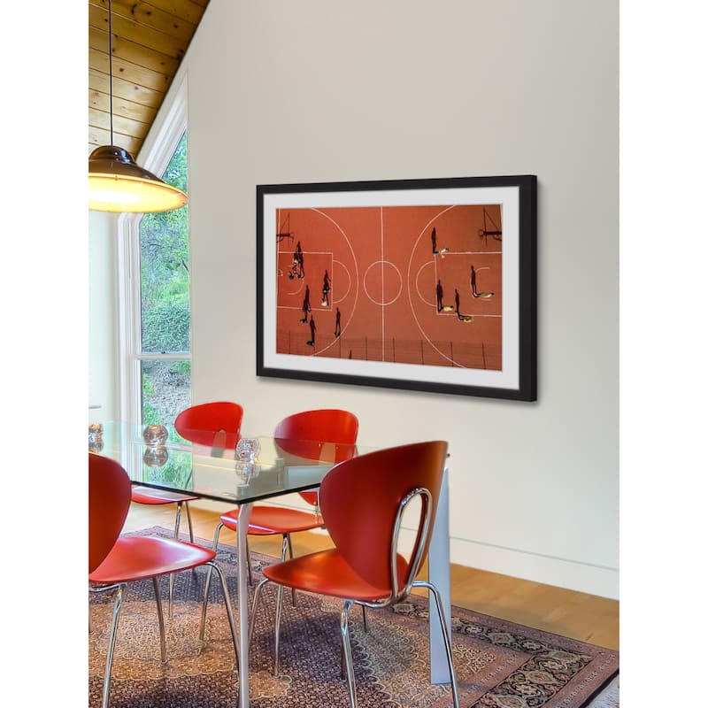 Marmont Hill - 'Basketball Court' by Karolis Janulis Framed Painting Print - Multi-Color