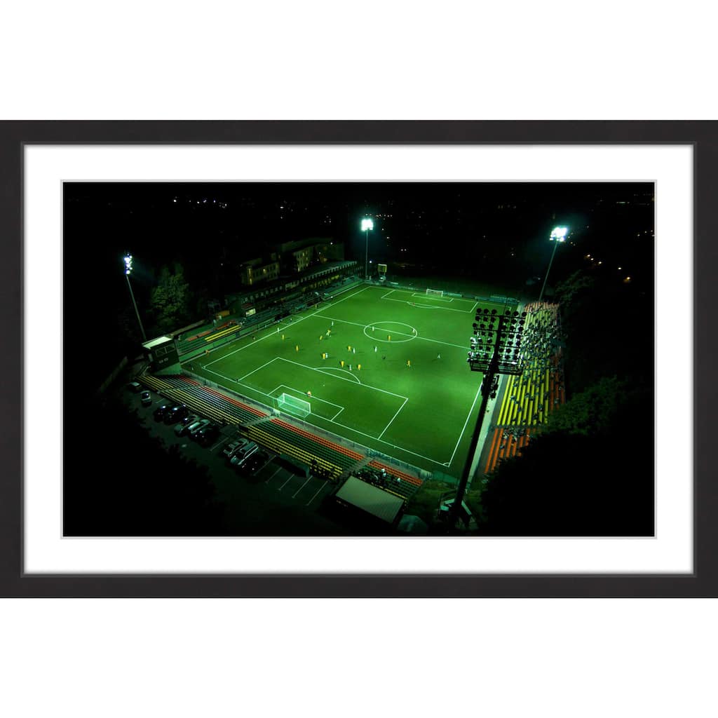 Marmont Hill - 'Soccer Field' by Karolis Janulis Framed Painting Print - Multi-Color