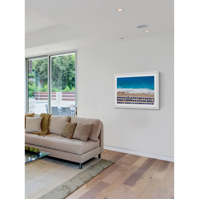 Marmont Hill - 'Blue Umbrella Rows' Framed Painting Print - Multi-Color