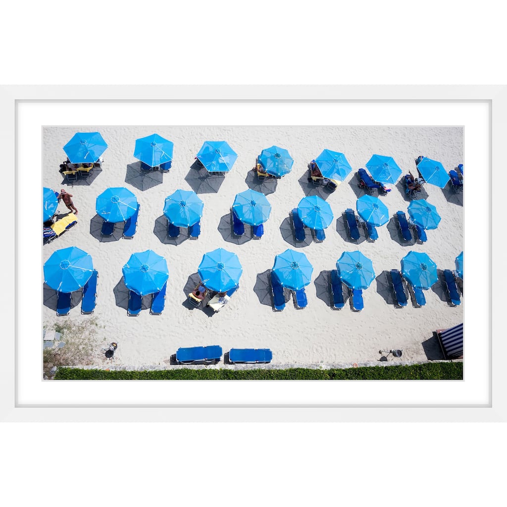 Marmont Hill - 'Blue Umbrellas' Framed Painting Print - Multi-Color