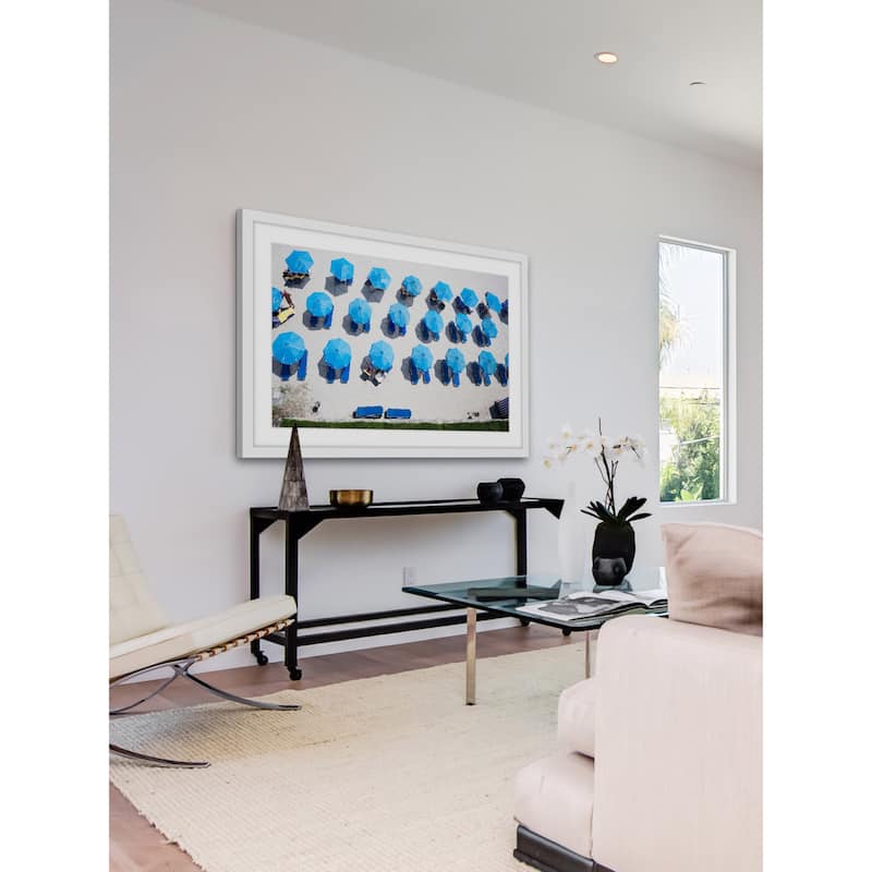Marmont Hill - 'Blue Umbrellas' Framed Painting Print - Multi-Color
