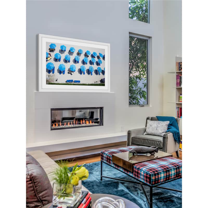 Marmont Hill - 'Blue Umbrellas' Framed Painting Print - Multi-Color