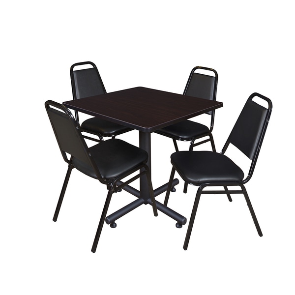 Regency Seating Kobe Laminate/Wood/Metal 30-inch Square Breakroom Table With 4 Black Stackable Restaurant Chairs