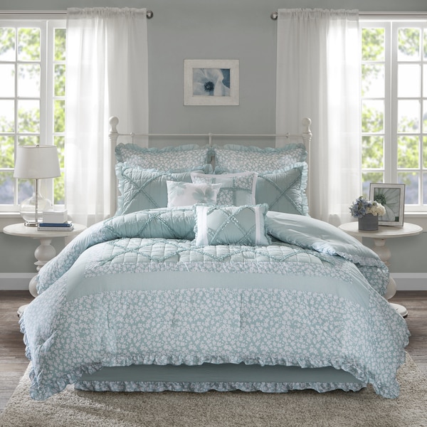 The Gray Barn Sleeping Hills 9-piece Aqua Cotton Percale Comforter Set