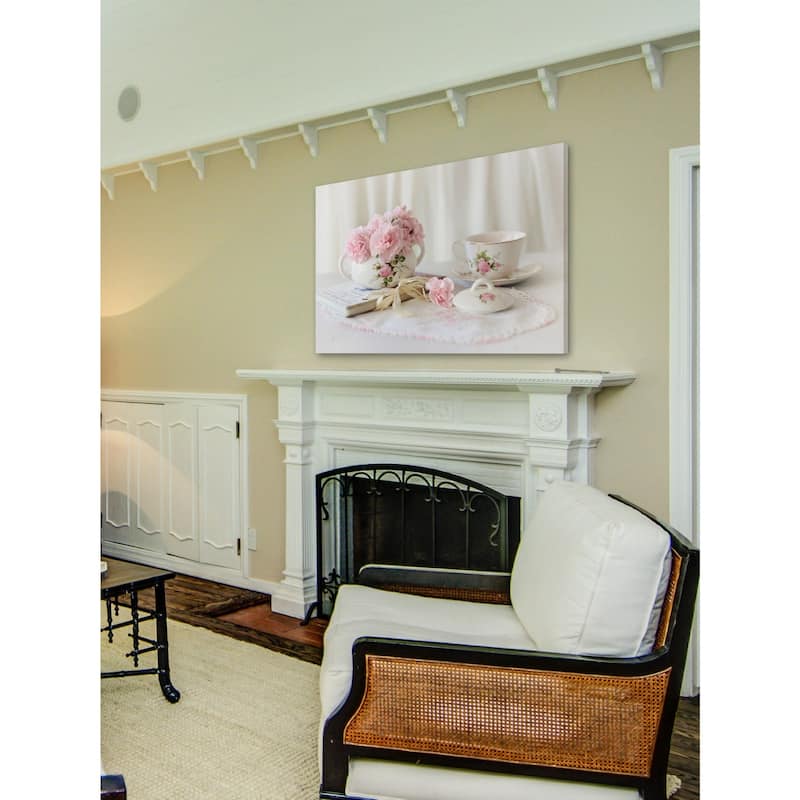 Marmont Hill - 'Pink Tea Party' by Sylvia Cook Painting Print on Wrapped Canvas - Multi-Color