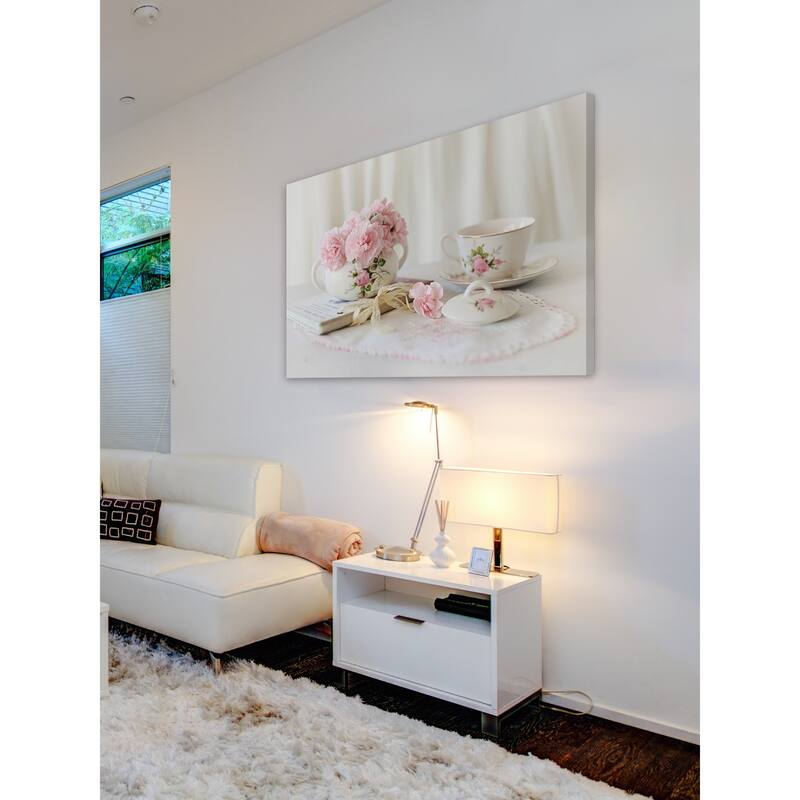 Marmont Hill - 'Pink Tea Party' by Sylvia Cook Painting Print on Wrapped Canvas - Multi-Color