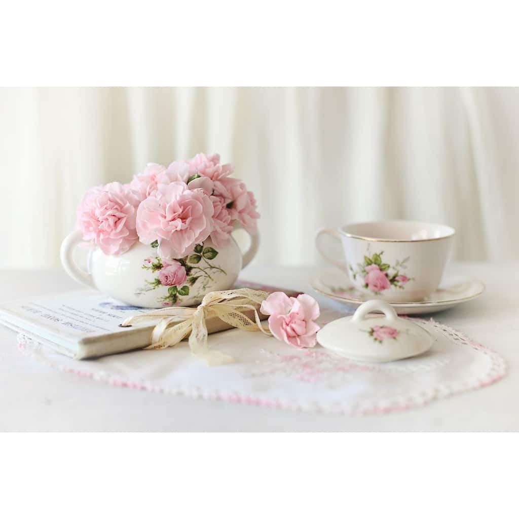 Marmont Hill - 'Pink Tea Party' by Sylvia Cook Painting Print on Wrapped Canvas - Multi-Color