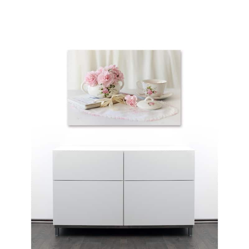 Marmont Hill - 'Pink Tea Party' by Sylvia Cook Painting Print on Wrapped Canvas - Multi-Color