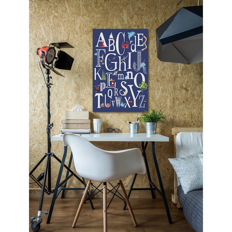 Marmont Hill - 'Abc Nautical Navy' by Karen Zukowski Painting Print on Wrapped Canvas - Multi-Color