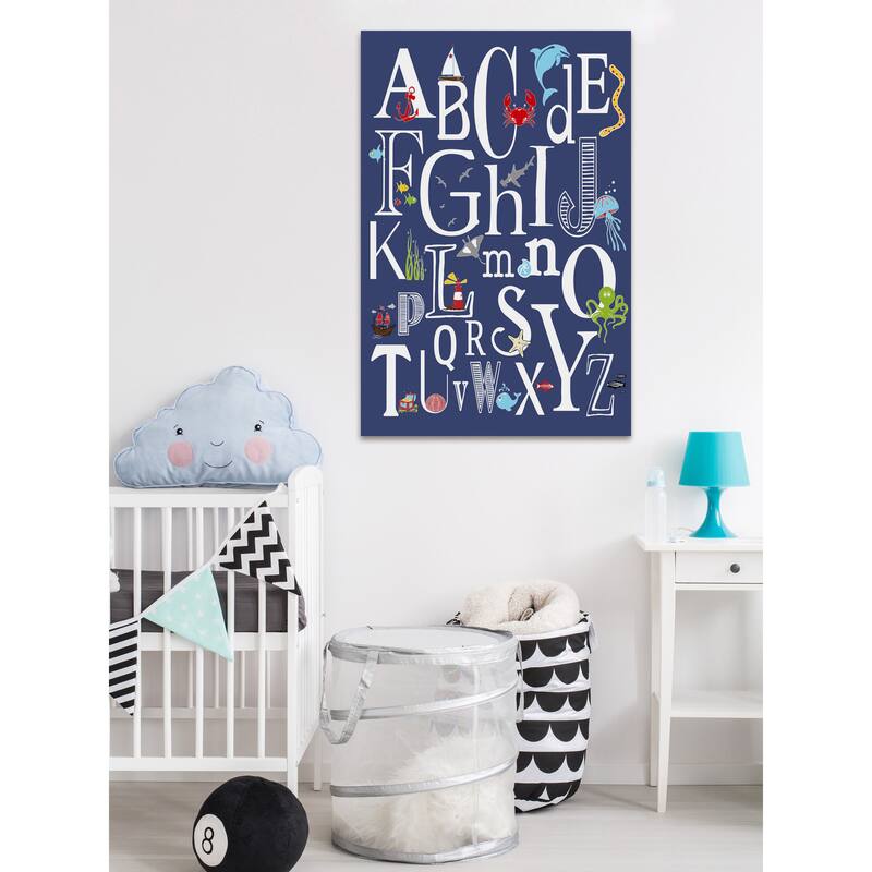 Marmont Hill - 'Abc Nautical Navy' by Karen Zukowski Painting Print on Wrapped Canvas - Multi-Color