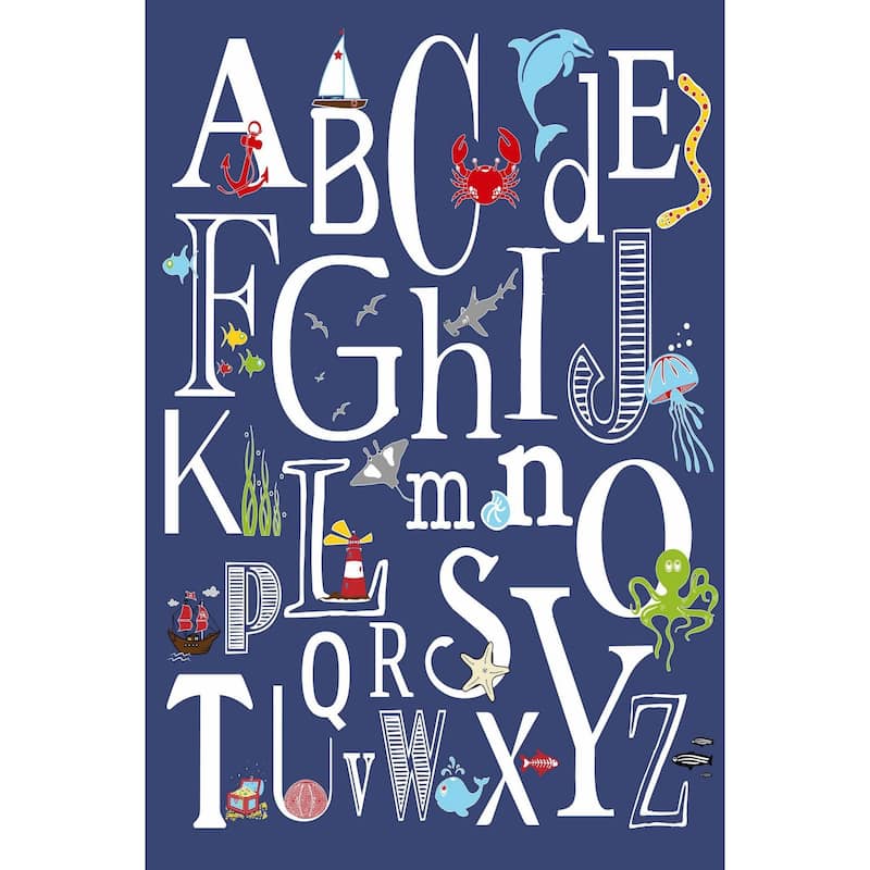 Marmont Hill - 'Abc Nautical Navy' by Karen Zukowski Painting Print on Wrapped Canvas - Multi-Color