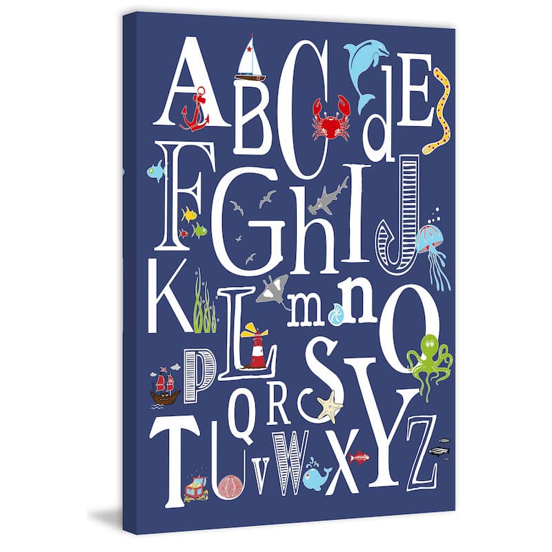 Marmont Hill - 'Abc Nautical Navy' by Karen Zukowski Painting Print on Wrapped Canvas - Multi-Color