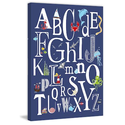 Marmont Hill - 'Abc Nautical Navy' by Karen Zukowski Painting Print on Wrapped Canvas - Multi-Color