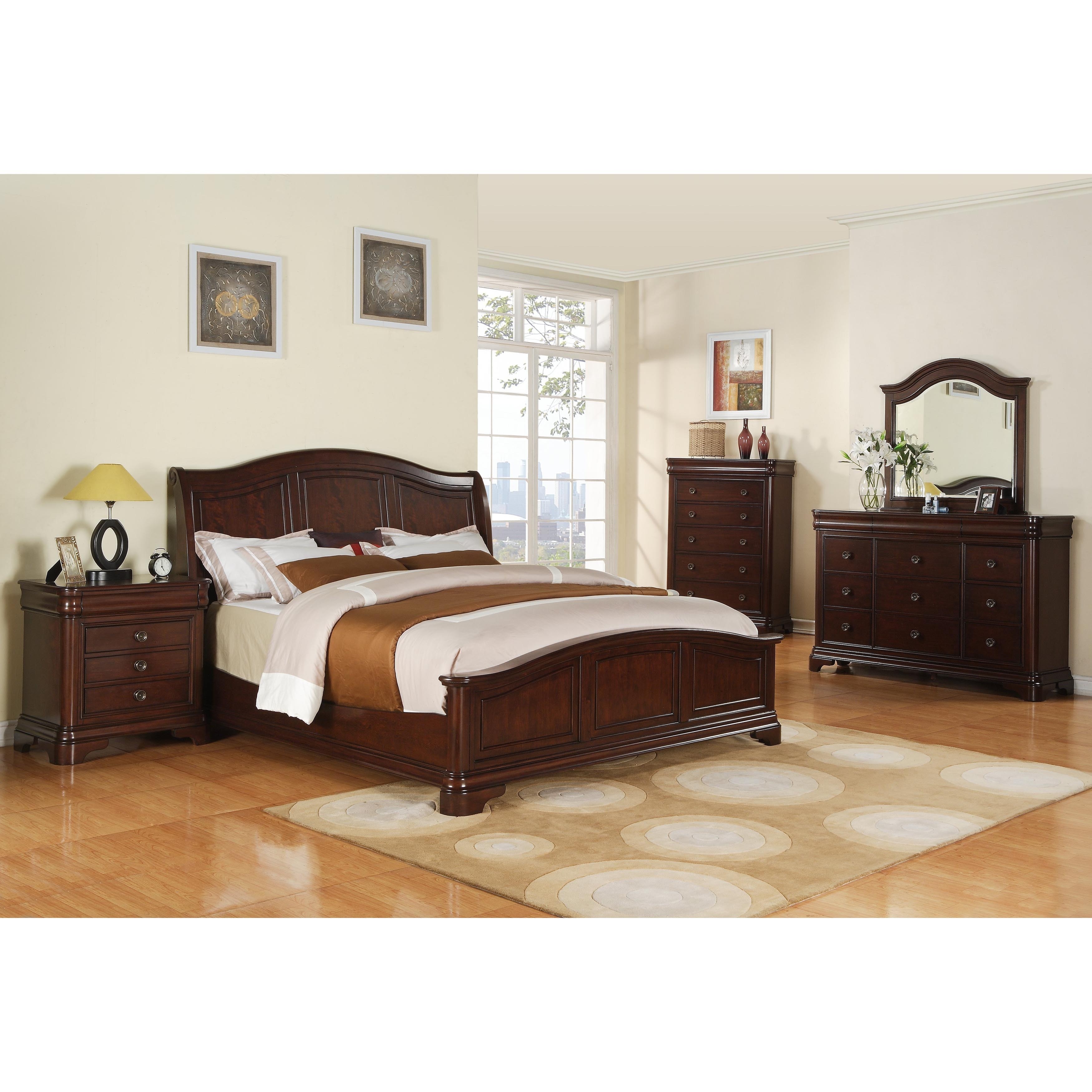 Gracewood Hollow Bujalski Cherry Queen Panel 3pc Bedroom Set