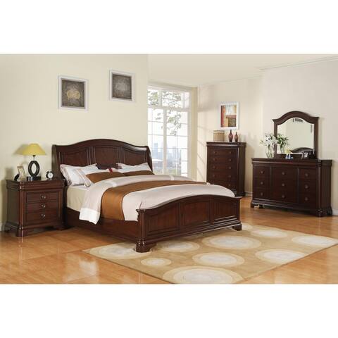 Gracewood Hollow Bujalski Cherry Queen Panel 3-piece Bedroom Set