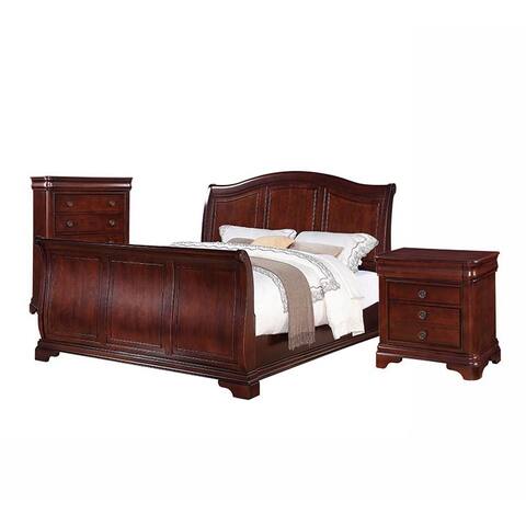 Gracewood Hollow Bujalski Cherry Queen Sleigh 3-piece Bedroom Set