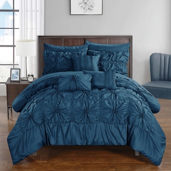 Chic Home 10-Piece Grantfield Bed-In-A-Bag Navy Comforter Set