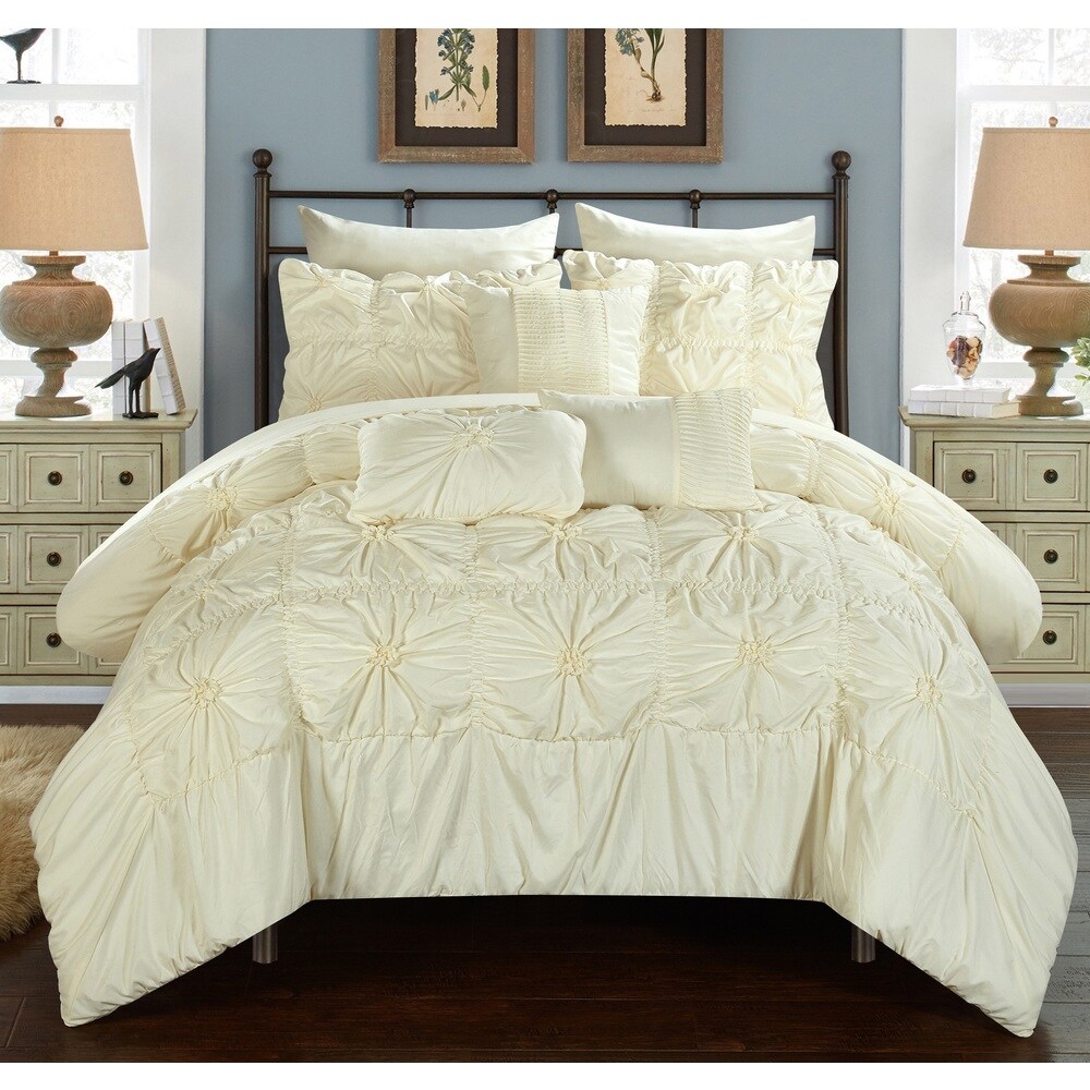 Chic Home 10-Piece Grantfield Bed-In-A-Bag Beige Comforter Set - Bed ...